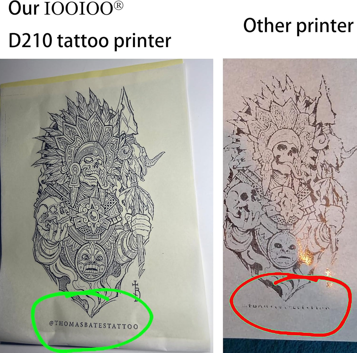 IOOIOO D210 Portable Printer, Wireless Inkless Bluetooth Thermal Printer for Tattoo Stencil Transfer Paper, for 8.5 x 11 Letter, A4 Rolled & Folded Thermal Paper (White, Without Carrying Case)