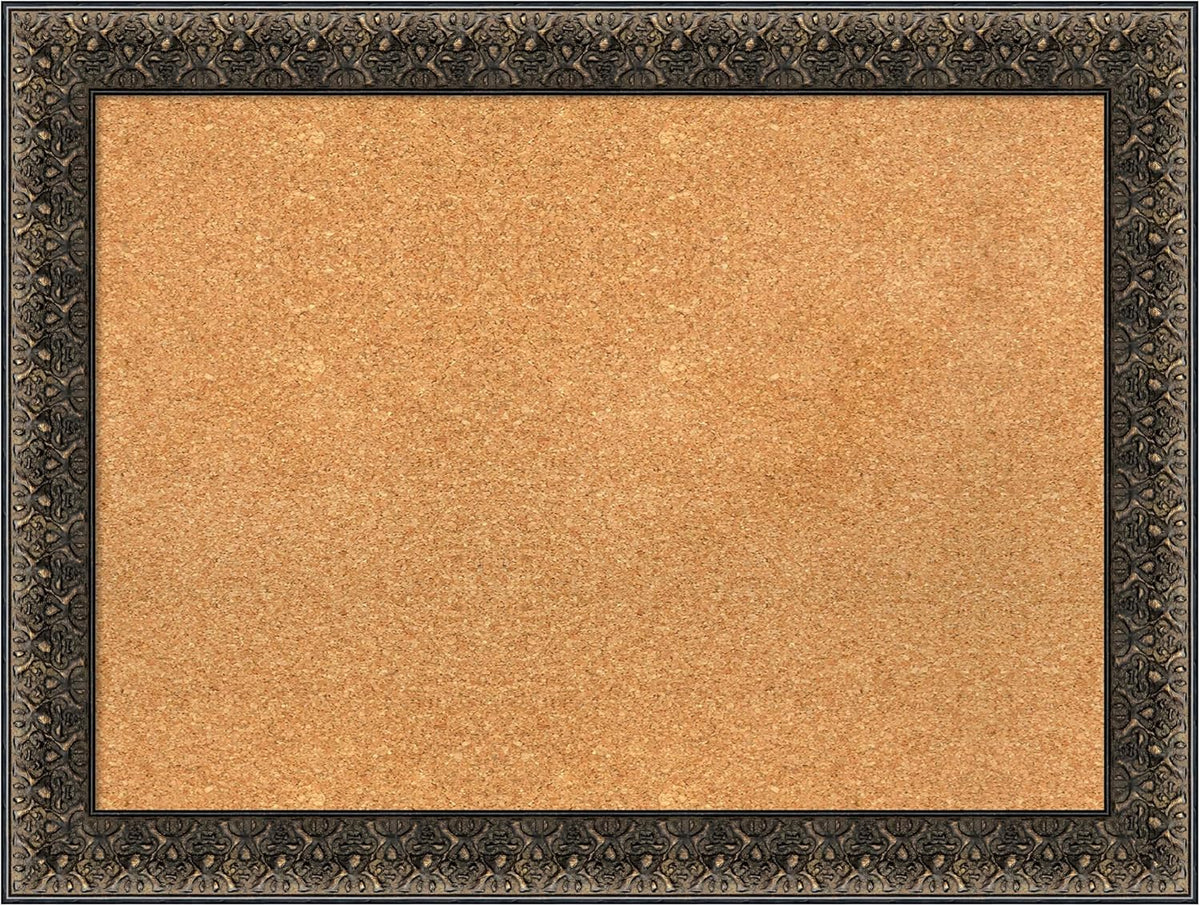 Amanti Art Natural Cork Board for Wall, 25x33 Vision Board with Black Wood Frame, Medium Corkboard Office Decor for Home Organization, Traditional Corkboard Pinboard to display items for home