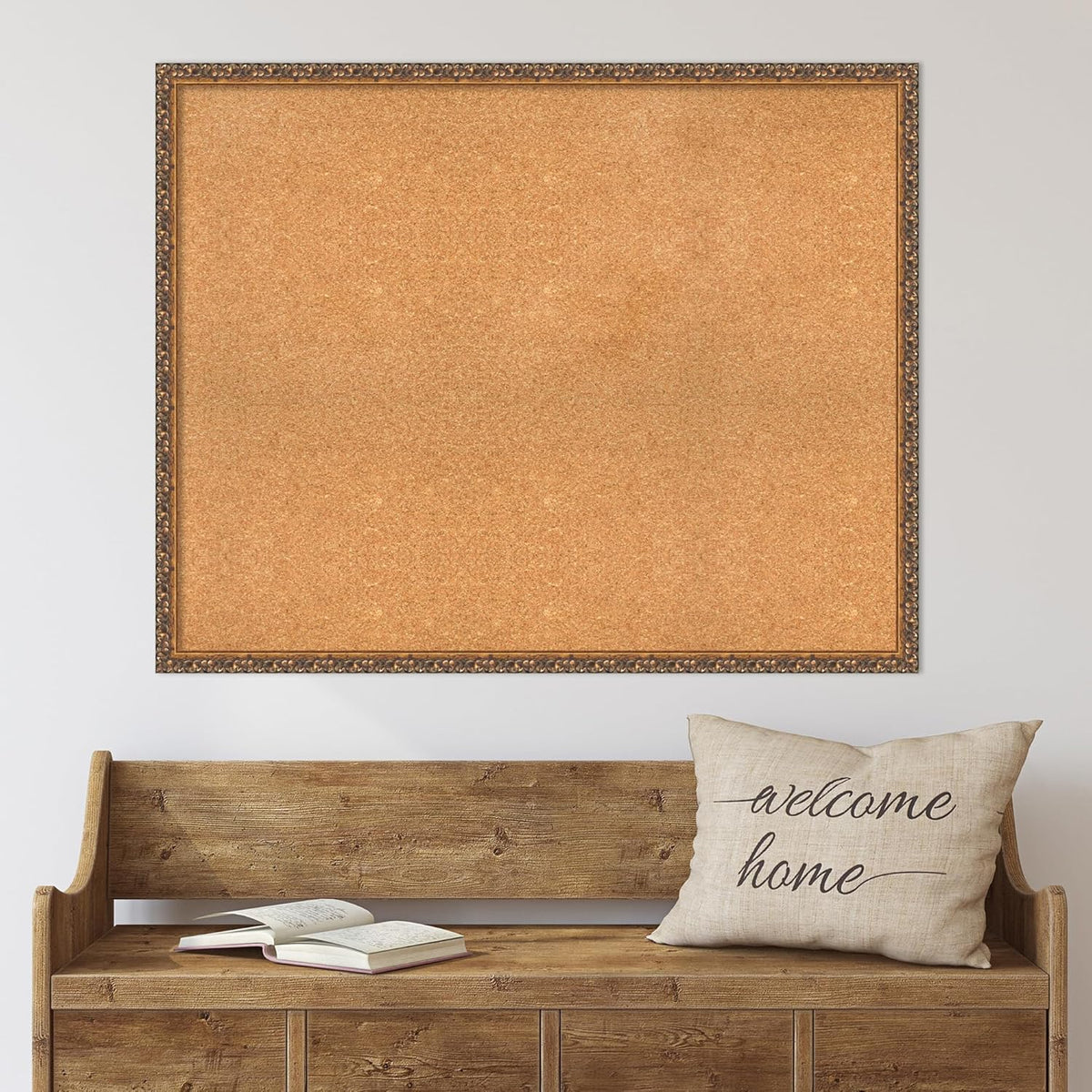 Amanti Art Natural Cork Board for Wall, 32x40 Vision Board with Bronze Frame, X-Large Corkboard Office Decor for Home Organization, Traditional Corkboard Pinboard to Display Items for Home
