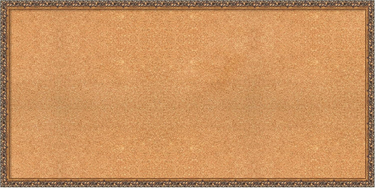 Amanti Art Natural Cork Board for Wall, 24x48 Vision Board with Bronze Frame, Oversize Corkboard Office Decor for Home Organization, Traditional Corkboard Pinboard to Display Items for Home