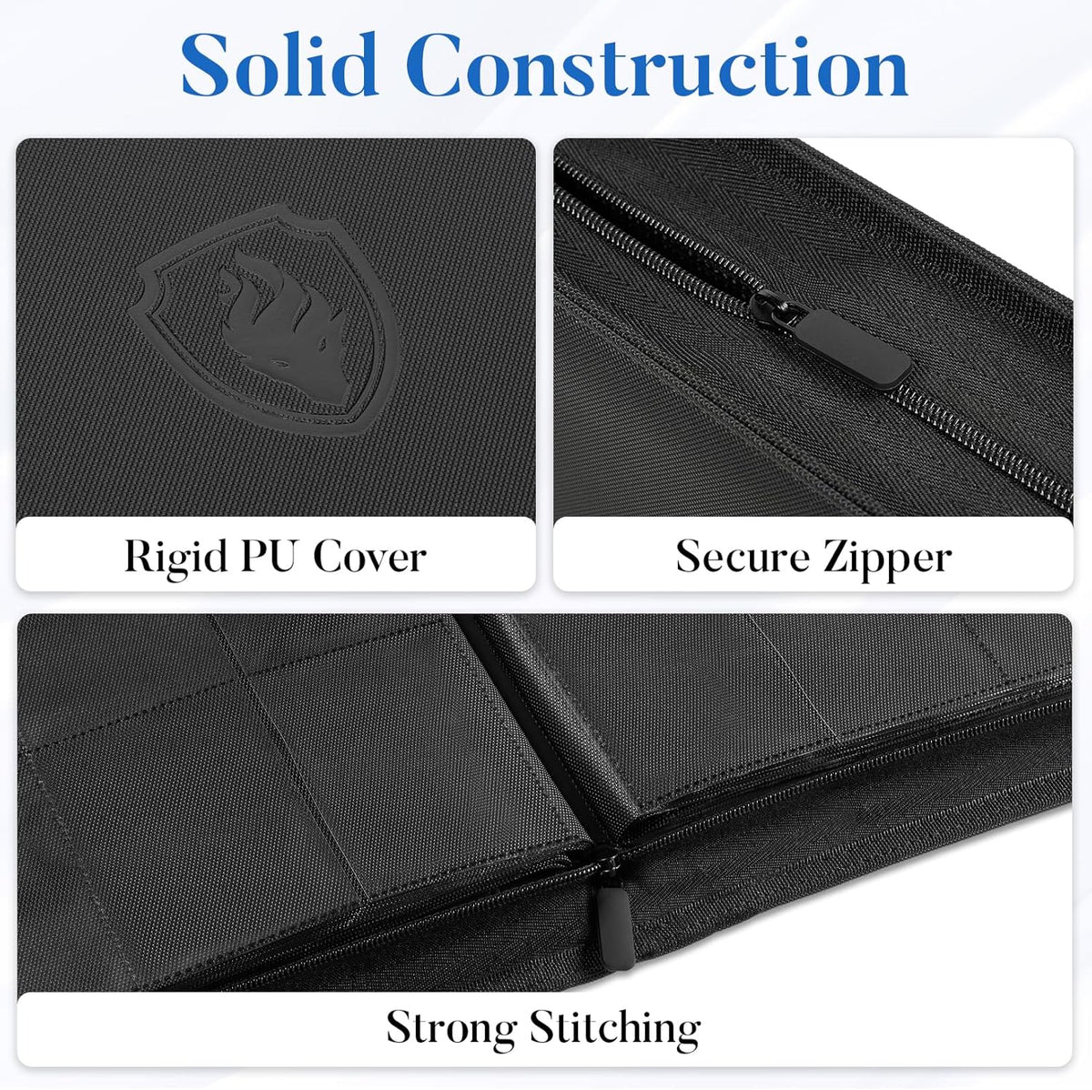Premium Zip Card Binder 12 Pocket, Fabmaker 912 Pockets Trading Card Binder, PU Zipper Card Collection Album, Sturdy Side-Loading Card Book Holder for MTG, TCG, Game Cards, Sports Cards, Pink