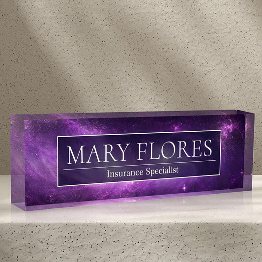 Office Desk Name Plate Personalized, Custom Name Plates for Desks, Name Plate Personalized for Office, Employee Appreciation Gifts (Galaxy 2)