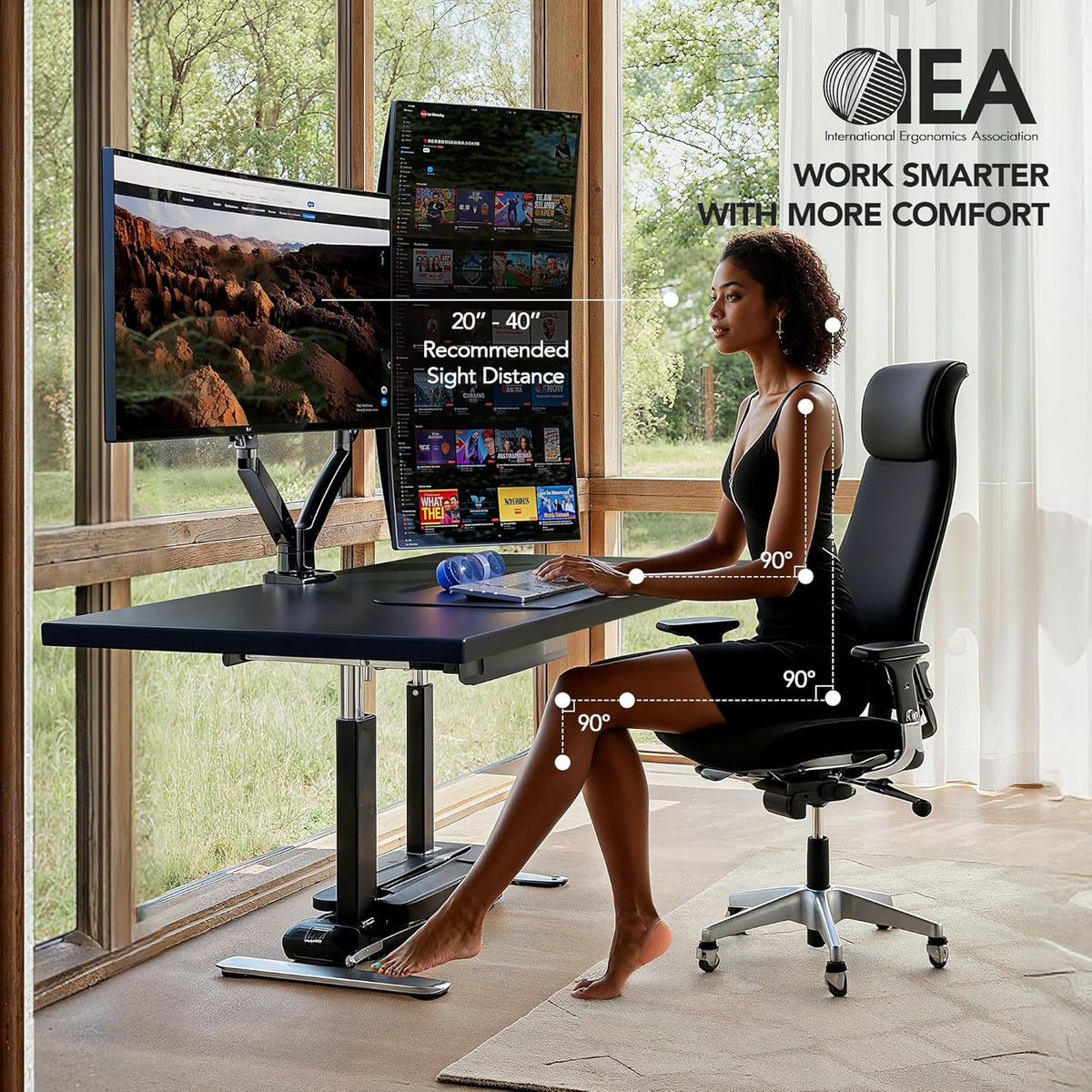 HUANUO Dual Monitor Stand for 13 to 40 inch, Premium Dual Monitor Mount with USB, Height Adjustable Monitor Stand for 2 Monitors, VESA Mount with Clamp/Grommet Base, Each Arm Hold up to 26.4lbs, HNDS7