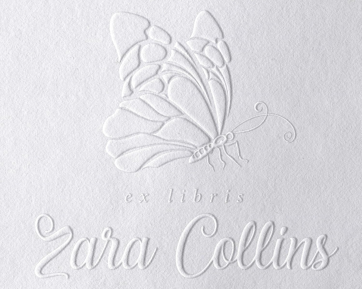 Personalized Library Book Stamp with Beautiful Butterfly Theme - Custom Embosser for Exquisite Ex Libris Imprints - Embossing Stamp - Personalized Book Embosser - Custom embossers (1 5/8” x 1 5/8”)