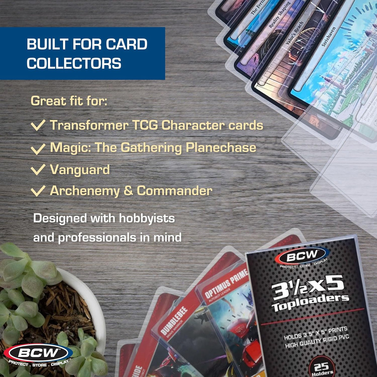 BCW 3.5x5 Topload Holder - 25 Pack | Premium Rigid Plastic Protector Case for Trading Cards, Index Cards, and Photos | Perfect Fit for Transformer TCG, Magic: The Gathering, and More