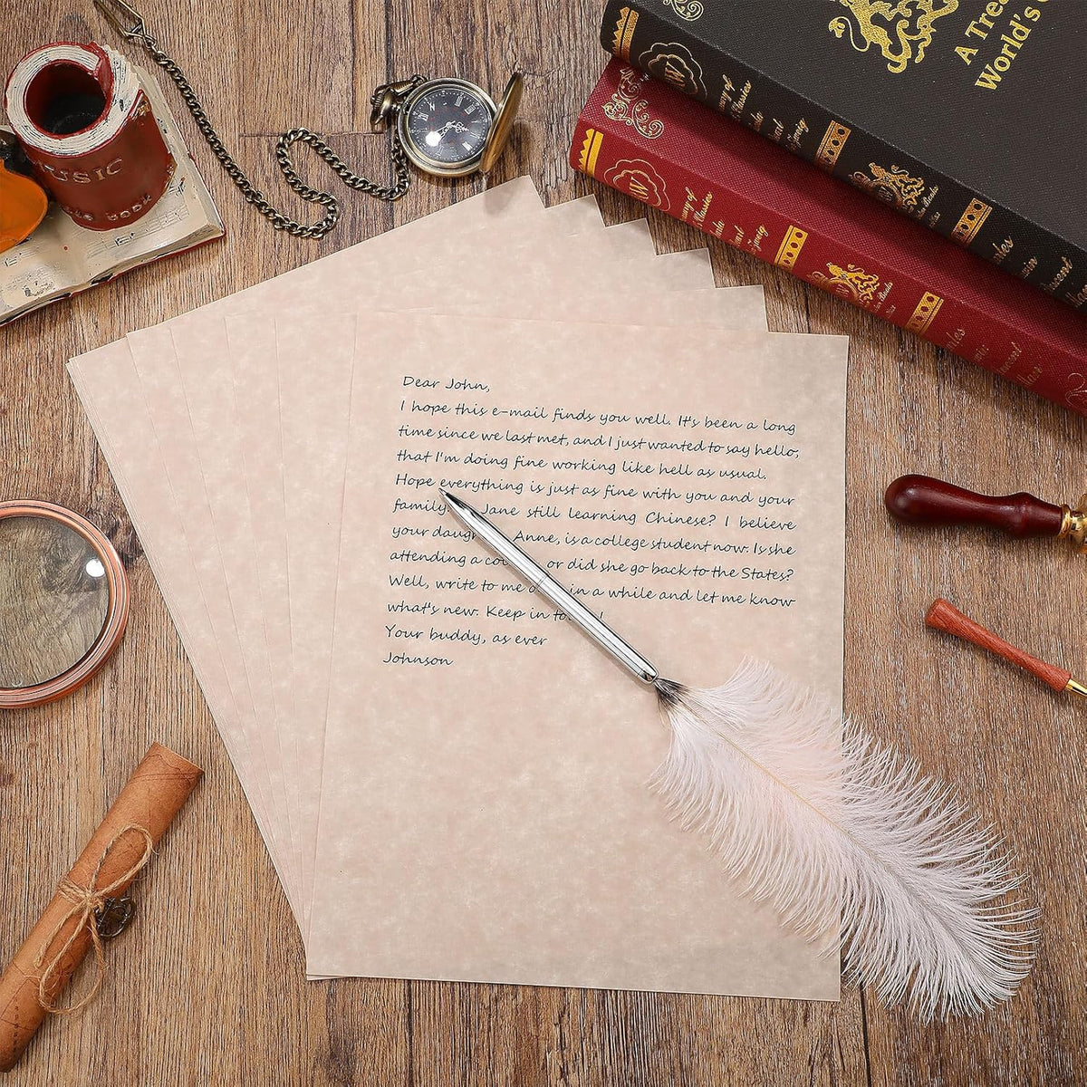Epakh 200 Sheets Old Age Parchment Paper 8.5 x 11 Inch Standard Letter Vintage Colored Old Parchment Semblance Double Side Printing Paper(Dark Beige)