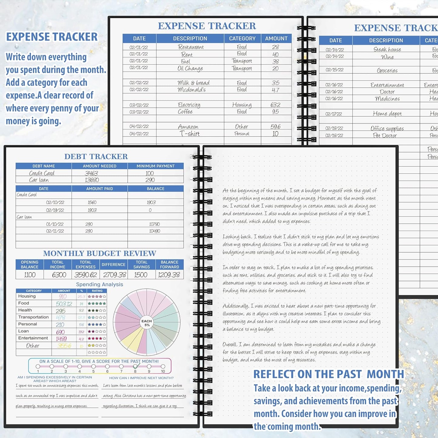 Budget Planner - Monthly Finance Organizer with Expense Tracker Notebook to Manage Your Money Effectively, Undated Finance Planner/Account Book, Start Anytimem,A5(8.6x5.9 inchs),100gsm Paper - Silvery