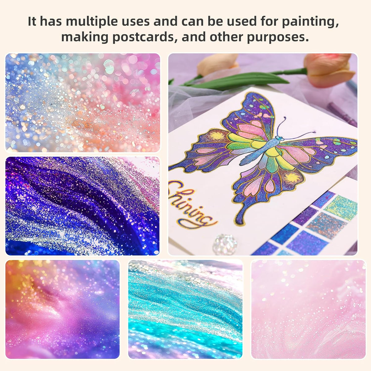 Glitter Gel Pens for Adult Coloring, 16 Colors Double Shining Glitter Gel Pens Colored Set for Drawing, Doodling, Journaling & Creative Art Supplies