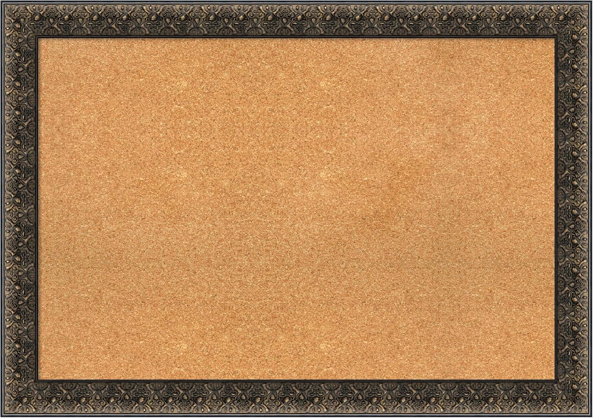 Amanti Art Natural Cork Board for Wall, 29x41 Vision Board with Black Wood Frame, Large Corkboard Office Decor for Home Organization, Traditional Corkboard Pinboard to display items for home