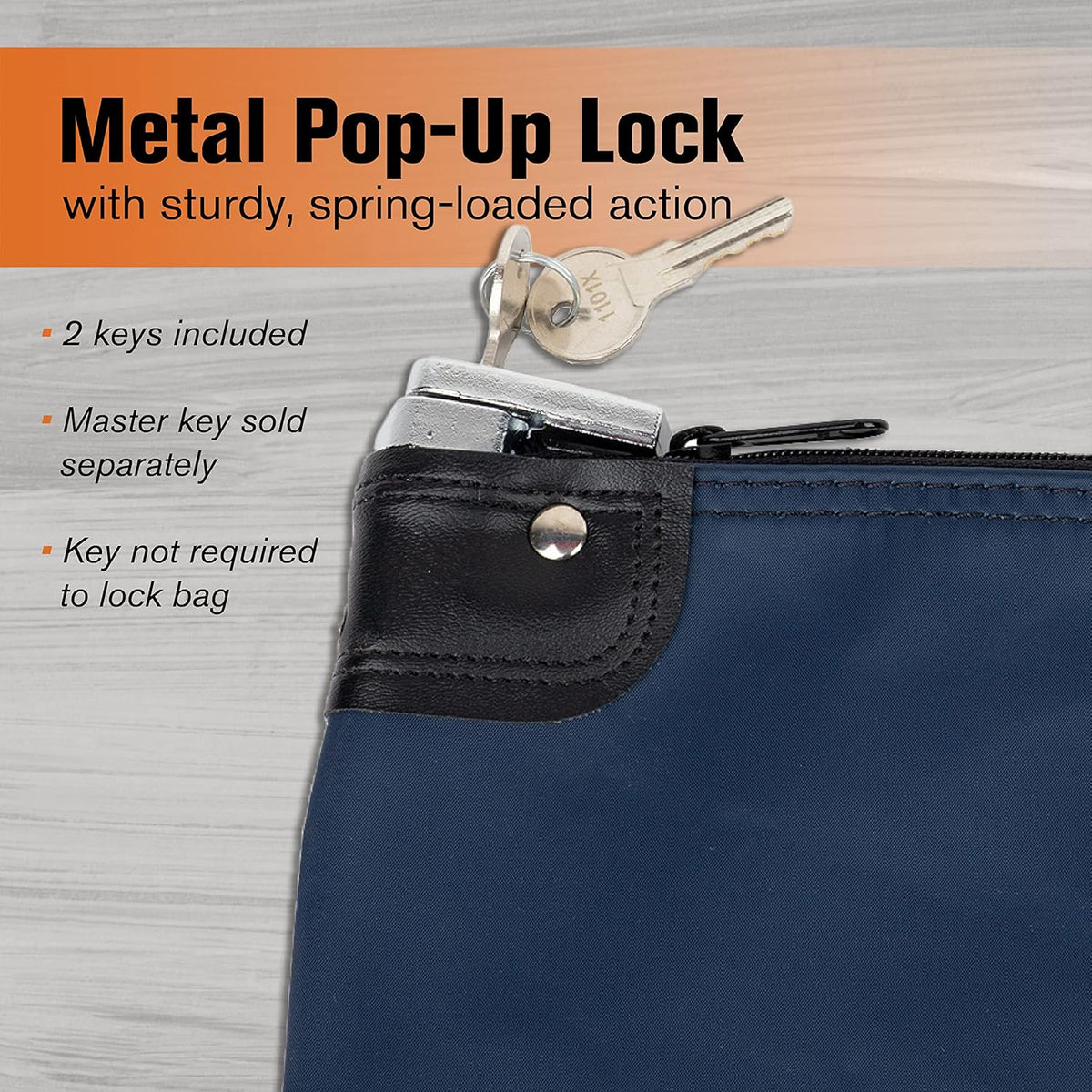 BankSupplies HIPAA Locking Courier Bags | Navy Blue | 19W x 15H | Durable Laminated Nylon Fabric | Metal Pop Up Lock | For Money, Coins, Currency, Checks & Documents