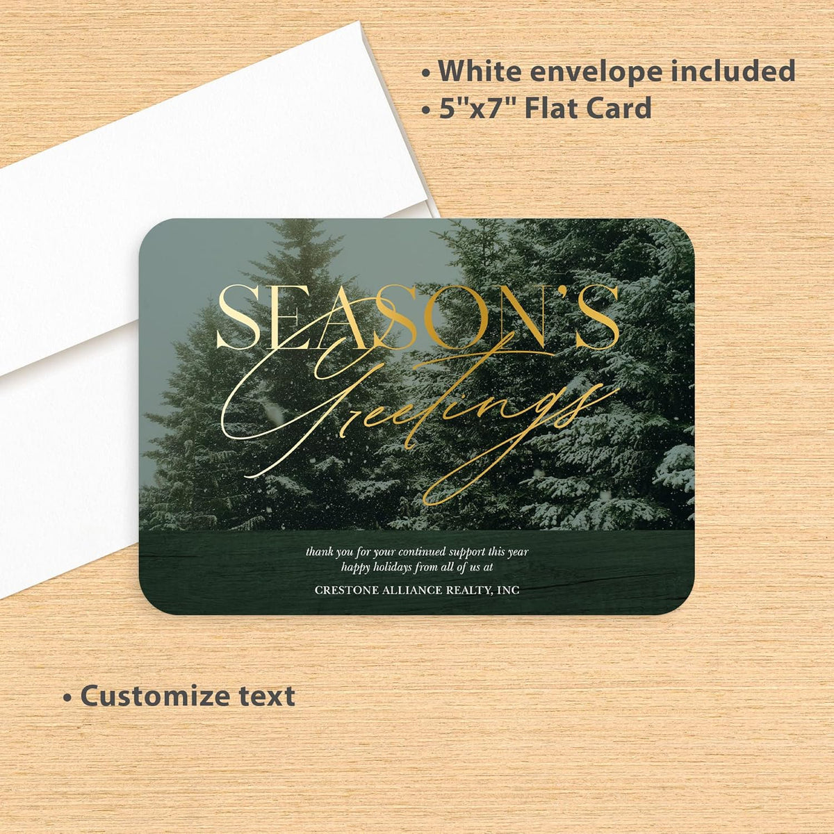 Let's Make Memories Personalized Business Christmas Cards with Envelopes - Premium Quality - 5x7-2025 Holiday Cards & White Envelopes - Snowy Pines - 15 ct