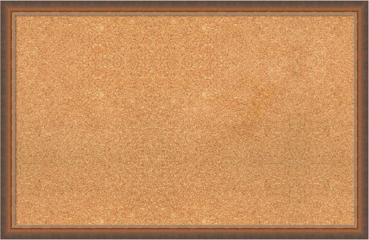 Amanti Art Natural Cork Board for Wall, 22x34 Vision Board with Bronze Frame, Large Corkboard Office Decor for Home Organization, Modern Corkboard Pinboard to Display Items for Home Organization in