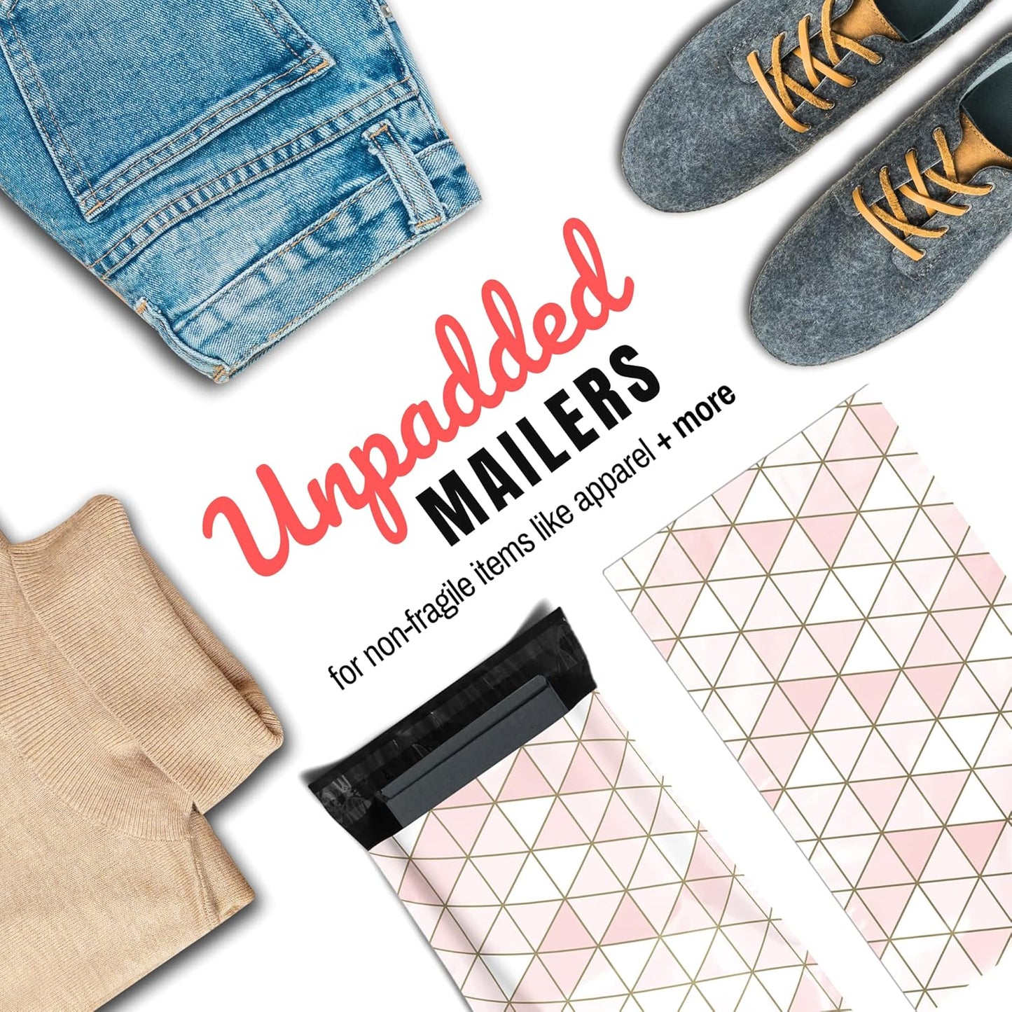 Poly Mailers 10x13 100 Pack | Self-Sealing Shipping Bags Envelopes for Small Business | Waterproof Durable Packaging | Rosé | Pink Gold | à la mode Mailers