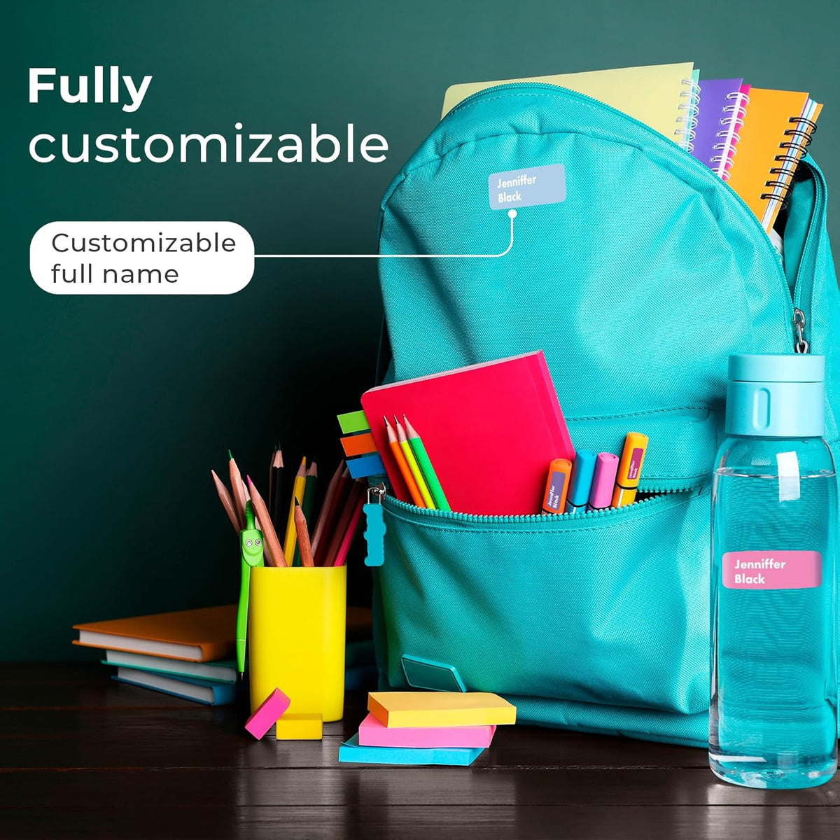 EGD Personalized Pink Name Tag Stickers for Kids (114 Pack) | Waterproof Labels for School Supplies, Bottles & Lunch Boxes | Custom Vinyl Name Labels for Clothing, Toys & More (E. Blossom Skies)