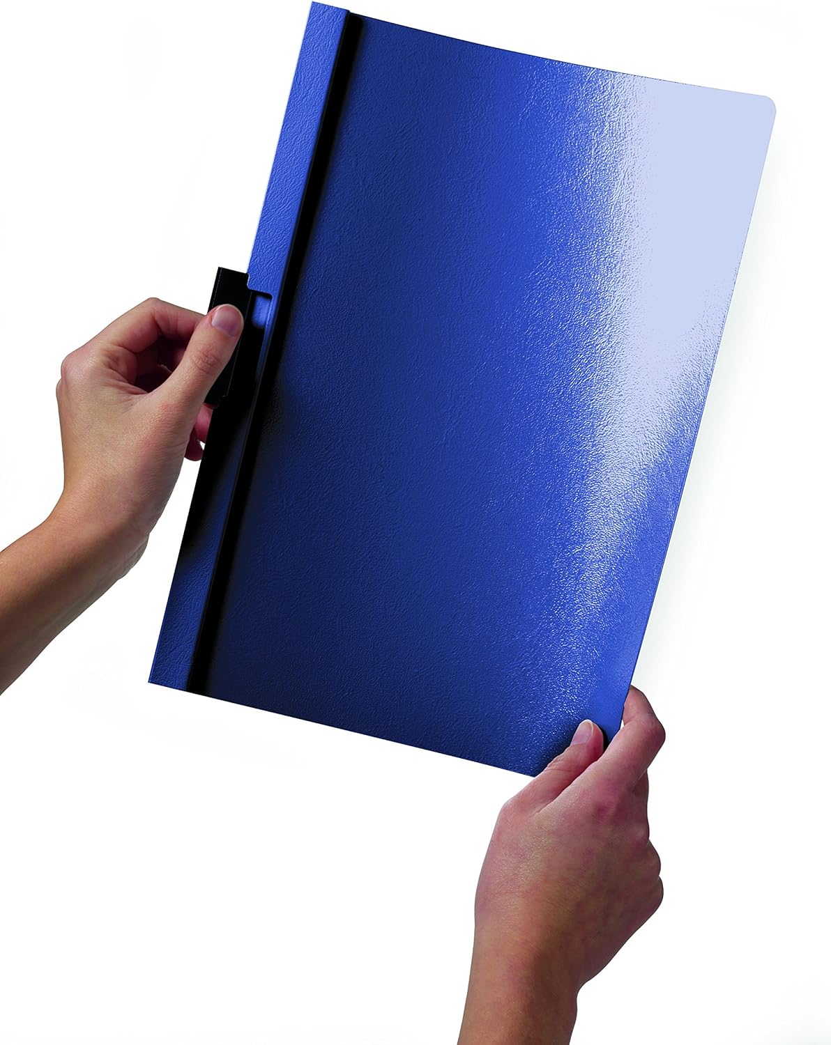 Durable Report Cover with DURACLIP - Letter-Size 8.5" x 11" Inches - Holds Up to 30 Pages - Clear Cover with Dark Blue Border - Box of 25