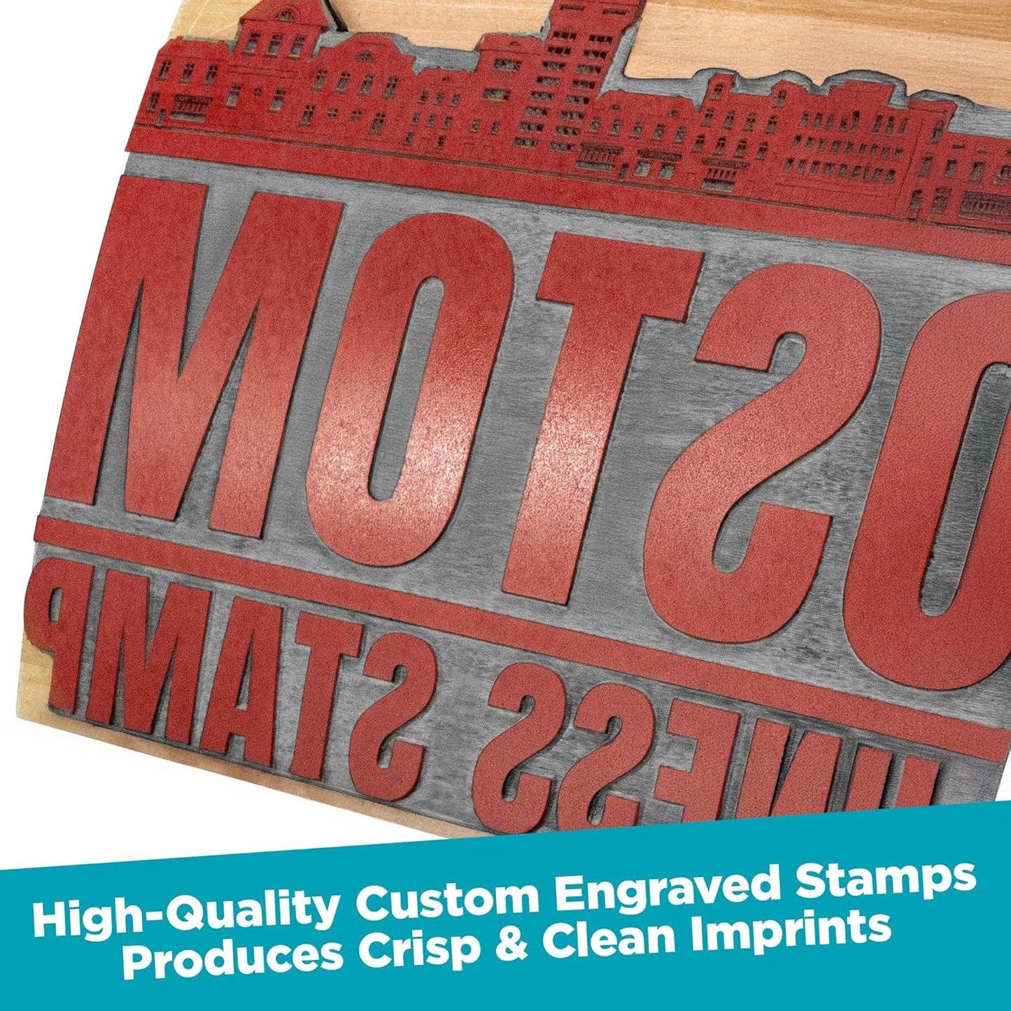 Custom Logo Hand Stamp - Personalized Wood Rubber Stamp - Upload Your Own Image (4"x10")