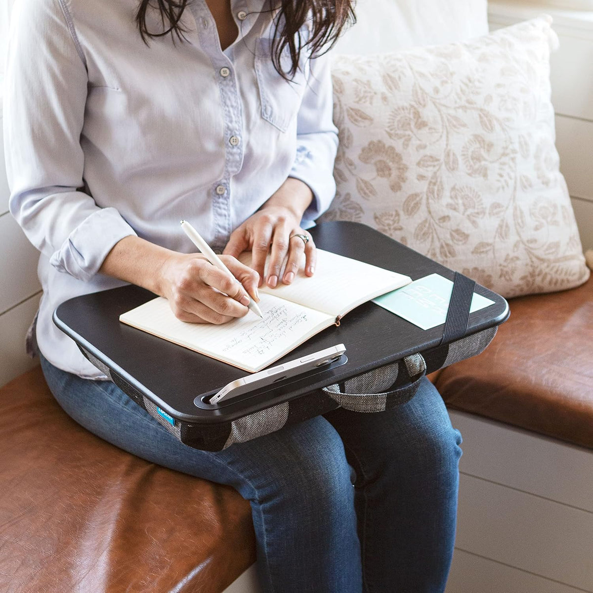 LAPGEAR Designer Lap Desk with Phone Holder and Device Ledge - Buffalo Check - Fits up to 15.6 Inch Laptops - Style No. 45428