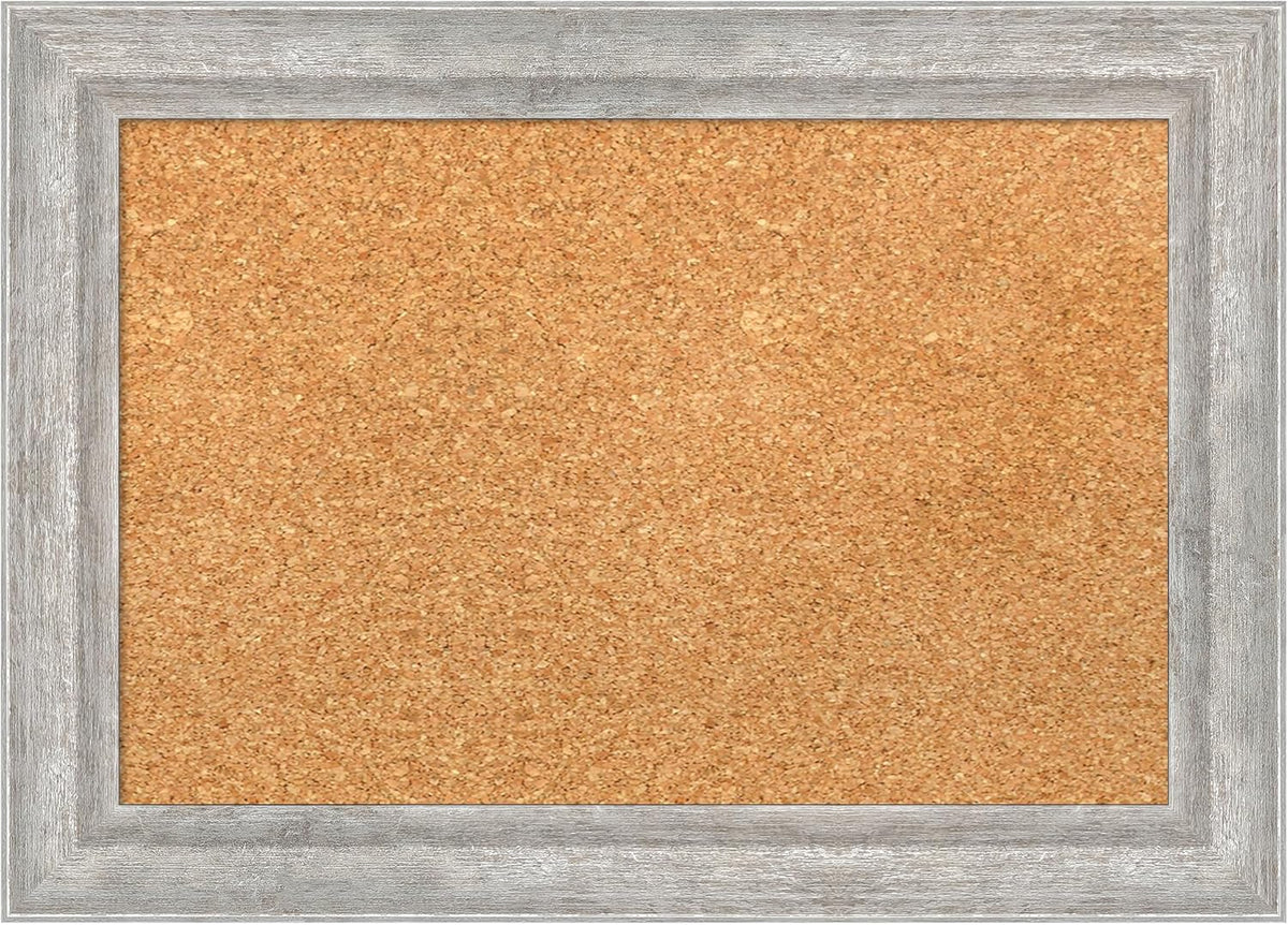 Amanti Art Natural Cork Board for Wall, 15x21 Vision Board with Silver Wood Frame, Small Corkboard Office Decor for Home Organization, Modern Corkboard Pinboard to Display Items for Home Organization