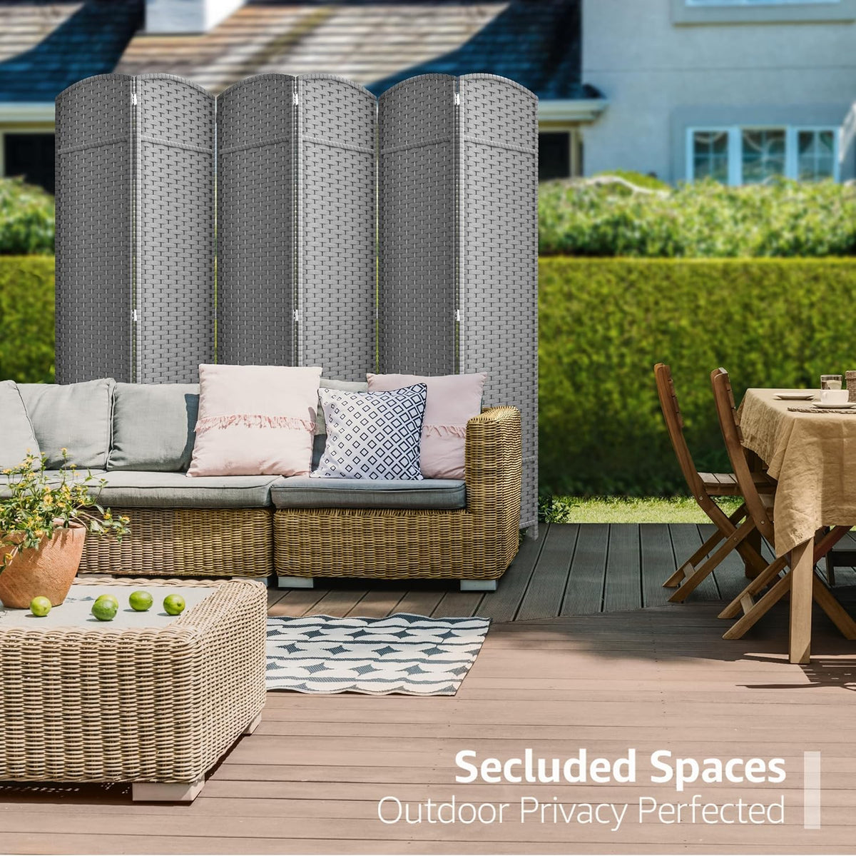 Sorbus 6 Panel Room Divider 6 ft. Tall - Privacy Screen, Extra Wide Double Hinged Panels, Mesh Hand-Woven Design, Partition Room Dividers and Folding Privacy Screens, Wall Divider for Room Separation
