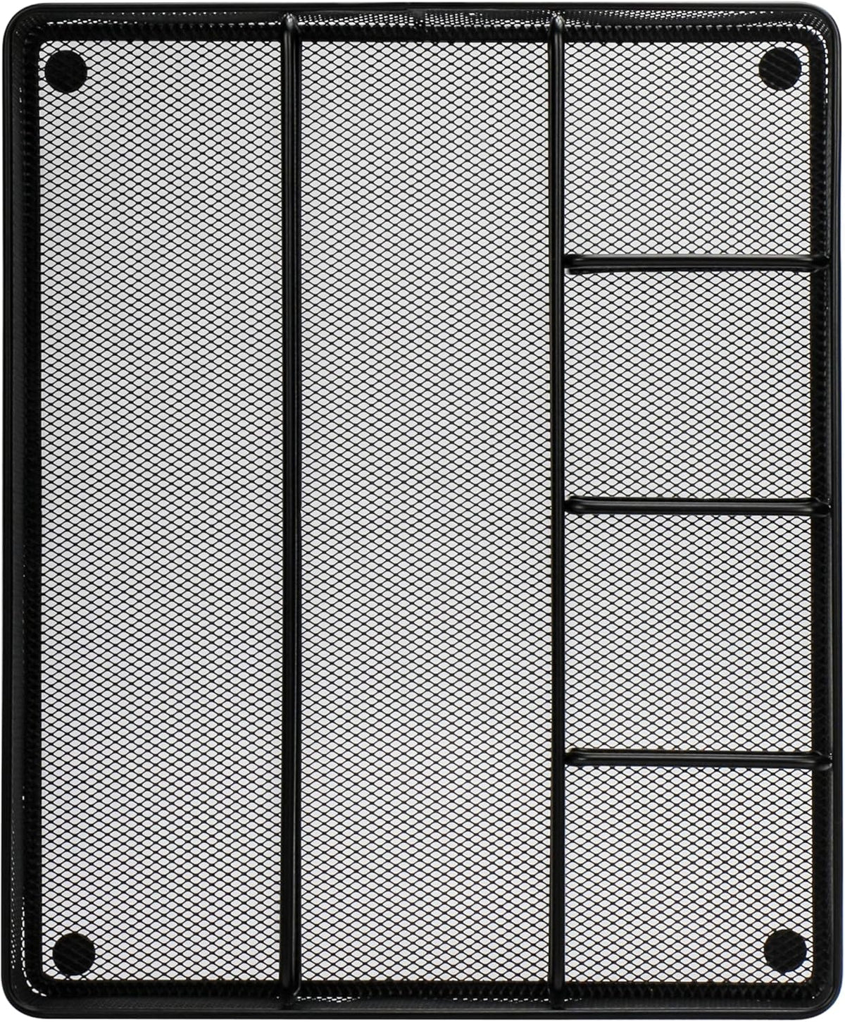 Annova Desk Top Organizer Tray for Office Organization - Metal Mesh - Storage Tray with Dividers for Pens, Desktop Accessories, Bathroom, Kitchen, Makeup and Office Supplies (Large, Black)