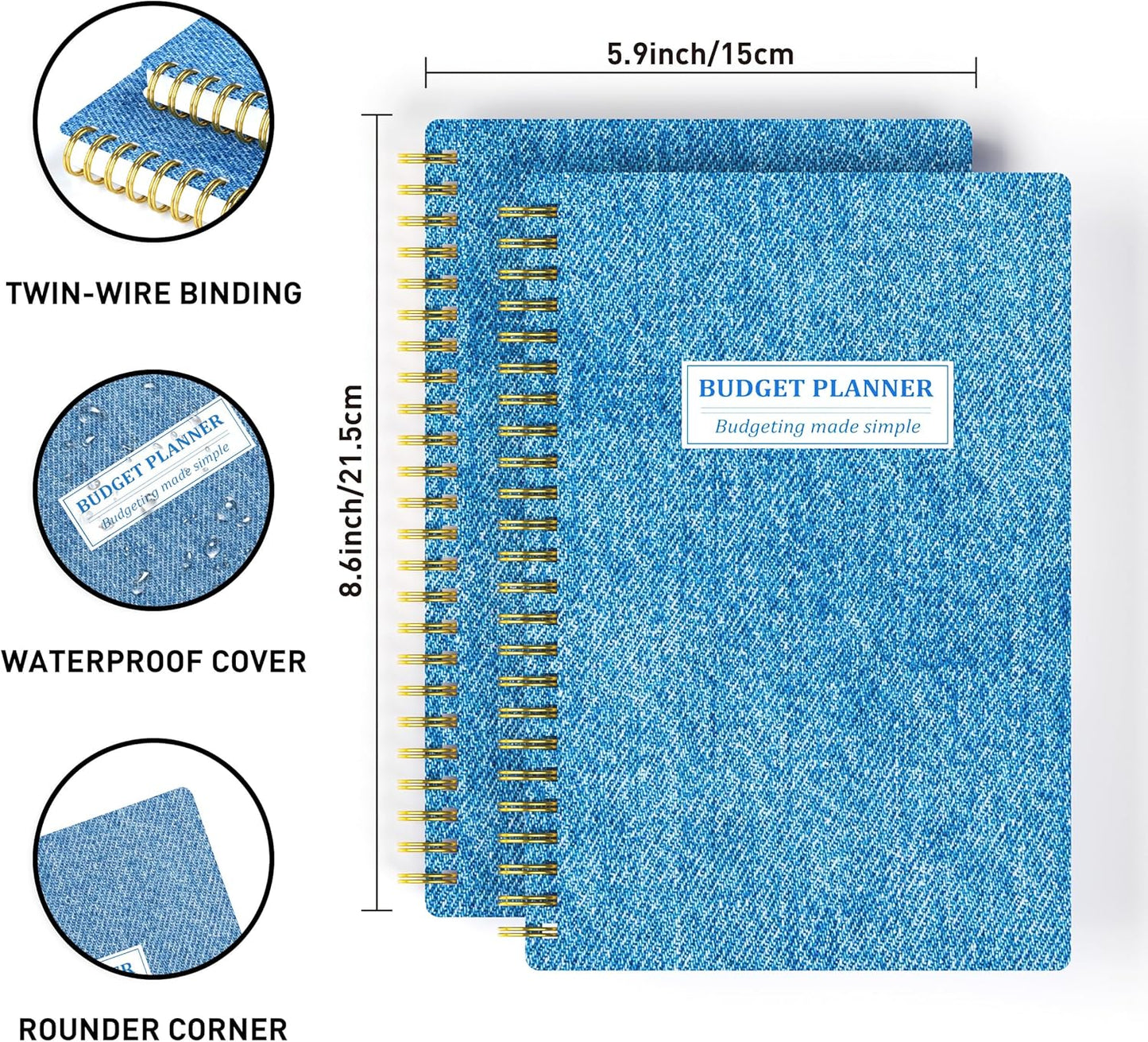 Budget Planner - Monthly Finance Organizer with Expense Tracker Notebook to Manage Your Money Effectively, Undated Finance Planner/Account Book, Start Anytimem,A5(8.6x5.9 inchs),100gsm Paper - Denim