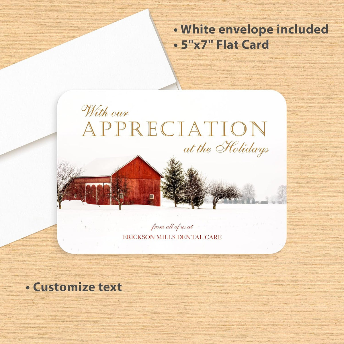 Let's Make Memories Personalized Business Christmas Cards with Envelopes - Premium Quality - 5x7-2025 Holiday Cards & White Envelopes - Country Escape - 125 ct