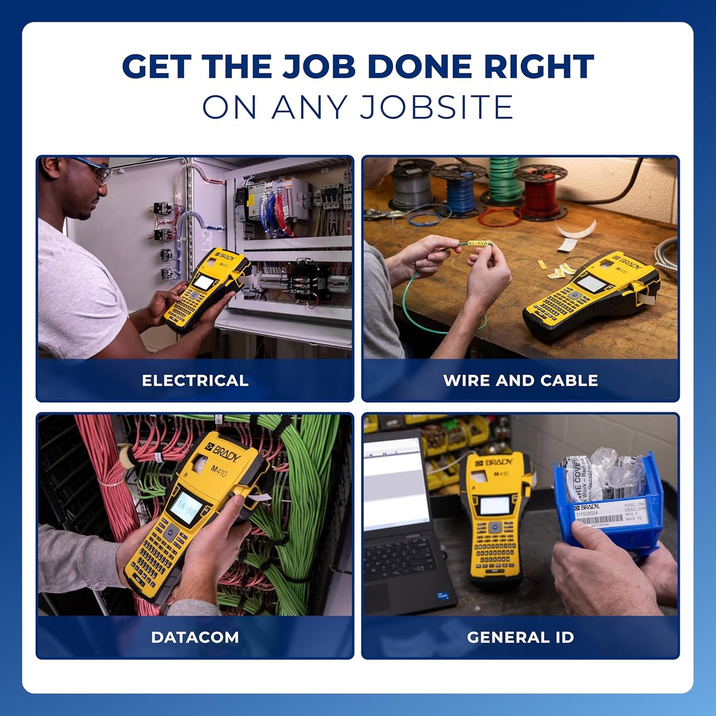 Brady M410 Handheld Portable Label Printer Kit with Safety and Facility ID Software, Carrying Case, Rechargeable Battery and Charger, Magnetic and Utility Holders, 11.5" H x 6" W x 3.5" H