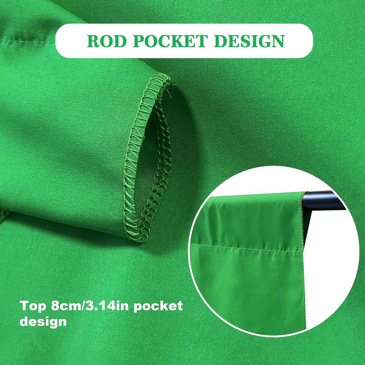 2 in 1 Green Backdrop Stand Kit, 6.5x6.5 ft Portable Dual Rod Stand kit with 6x7ft Green Backdrop-Premium Polyester for Video Streaming, Portrait Photoshoot, Wall Mounted, Parties