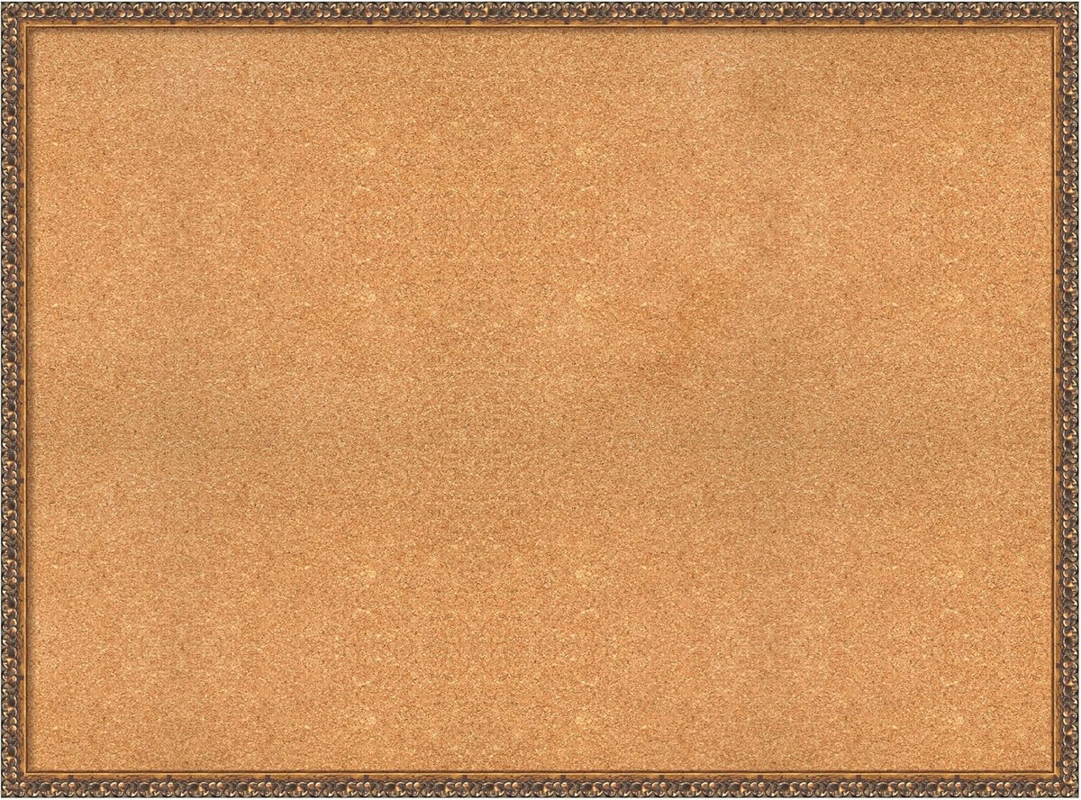 Amanti Art Natural Cork Board for Wall, 34x46 Vision Board with Bronze Frame, Oversize Corkboard Office Decor for Home Organization, Traditional Corkboard Pinboard to Display Items for Home