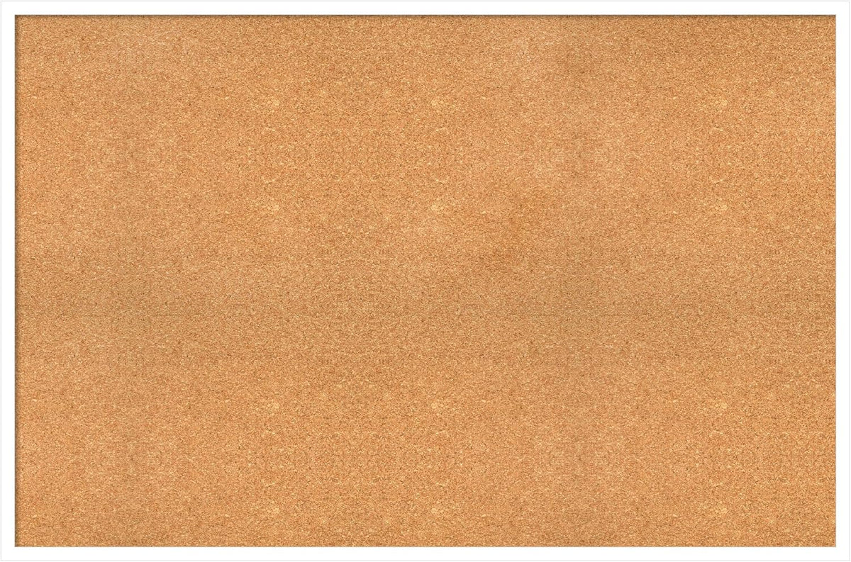 Amanti Art Natural Cork Board for Wall, 31x47 Vision Board with White Frame, Oversize Corkboard Office Decor for Home Organization, Modern Corkboard Pinboard to Display Items for Home Organization in