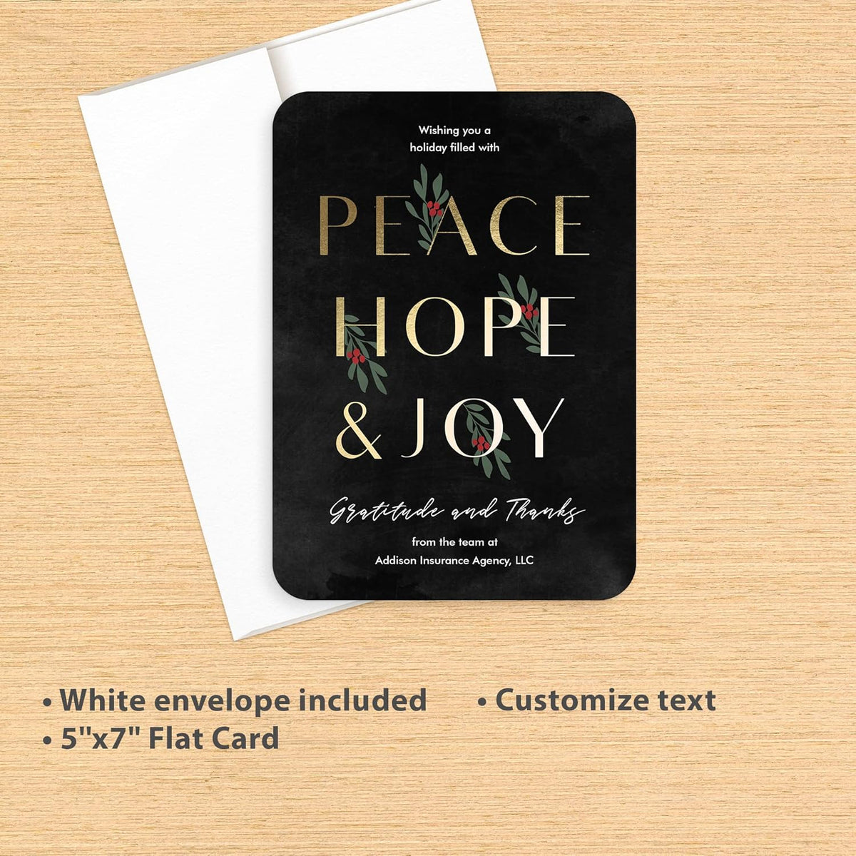 Let's Make Memories Personalized Business Christmas Cards with Envelopes - Premium Quality - 5x7-2025 Holiday Cards & White Envelopes - Peace, Hope & Joy - 25 ct