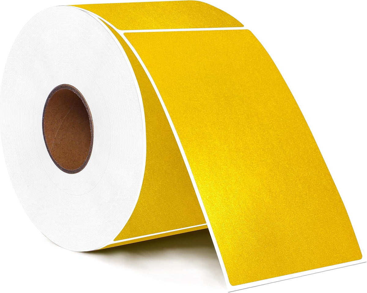 PARLAIM 3" x 5" Inch Rectangle Color Code Stickers,500 per Dispenser Box Roll Label,Adhesive Roll Square Label Stickers for Inventory(Glod)