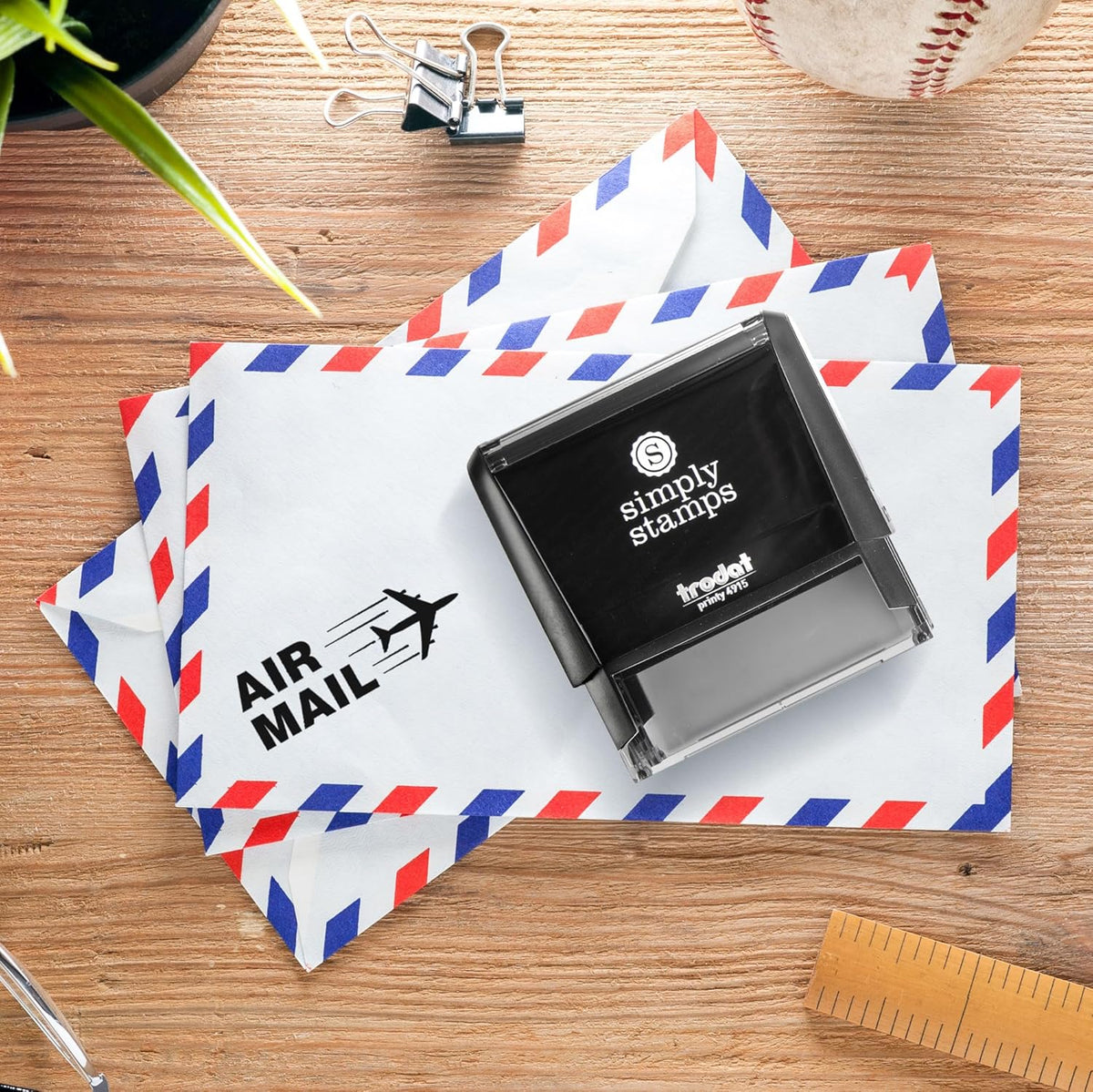 Air Mail Office Stamp | 4 Different Sizes | 20 Designs | Multiple Color Options | Perfect for Quick Validation of Office Documents (Air Mail, Xtra Wide)