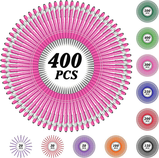 Max 500 Pcs Personalized Pens Bulk, Custom Pens with Free Engraving, Customized Stylus Tip Ballpoint Pen with Your Name Massage Text for School Office Business Graduation Anniversaries-400 Packs