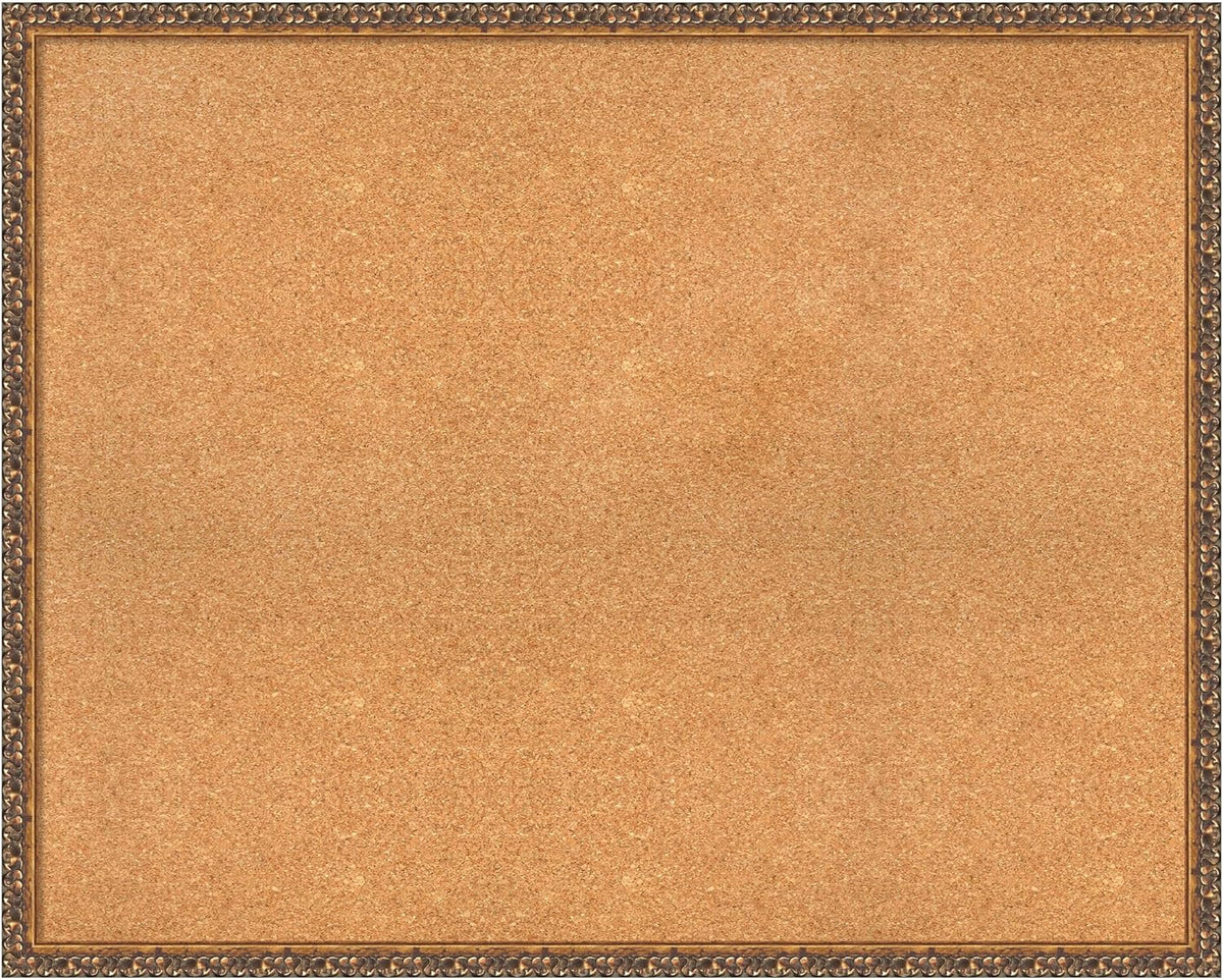 Amanti Art Natural Cork Board for Wall, 32x40 Vision Board with Bronze Frame, X-Large Corkboard Office Decor for Home Organization, Traditional Corkboard Pinboard to Display Items for Home