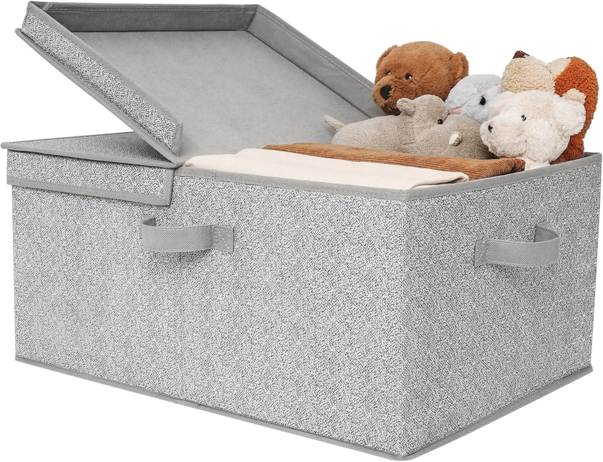 GRANNY SAYS Fabric Storage Bin with Lid, Decorative Storage Box, Extra Large Storage Baskets, Closet Organizer, Gray, 1-Pack