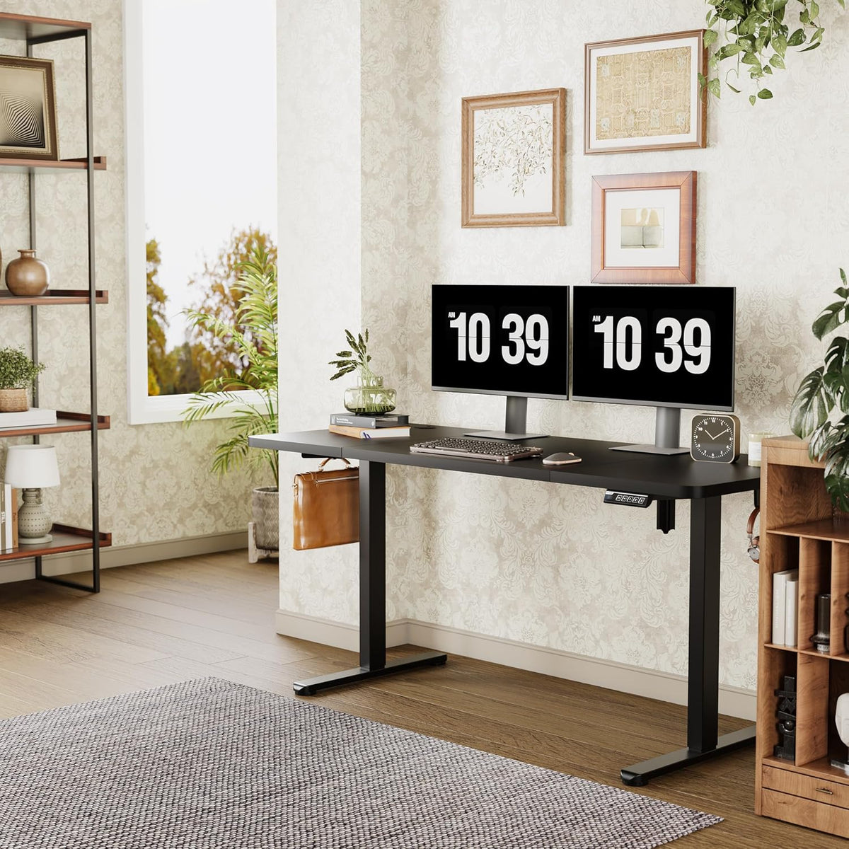 Monomi Electric Standing Desk, 71 x 31.5 inches Height Adjustable, Ergonomic Home Office Sit Stand Up Desk with Memory Preset Controller (Black Top/Black Frame)