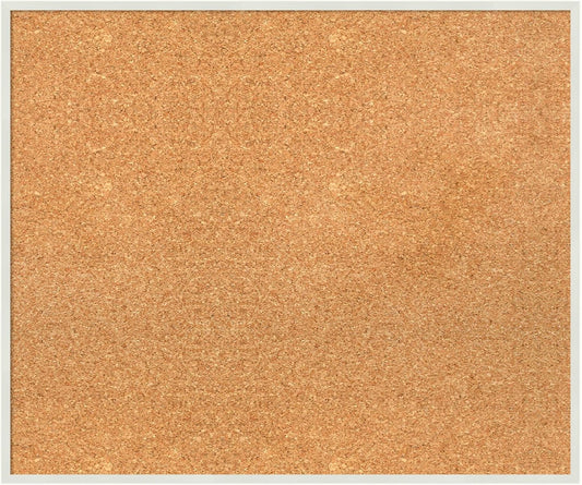 Amanti Art Natural Cork Board for Wall, 21x25 Vision Board with White Frame, Medium Corkboard Office Decor for Home Organization, Modern Corkboard Pinboard to Display Items for Home Organization in