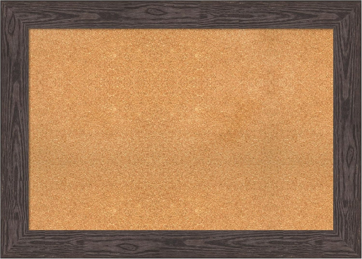 Amanti Art Natural Cork Board for Wall, 30x42 Vision Board with Black Wood Frame, Large Corkboard Office Decor for Home Organization, Rustic Farmhouse Corkboard Pinboard to display items for home