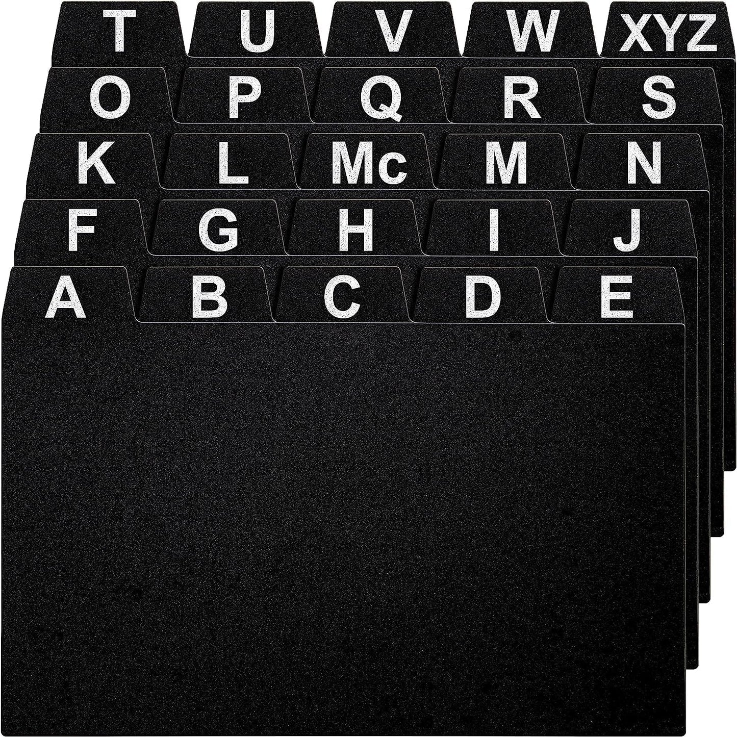 4x6 Index Card Holder Dividers - 25 Plastic Black Index Card Dividers with Alphabet Tabs - Index Card Organizer, Index Cards, Index Card File Box, Trading Card Dividers, 5 Tab Dividers