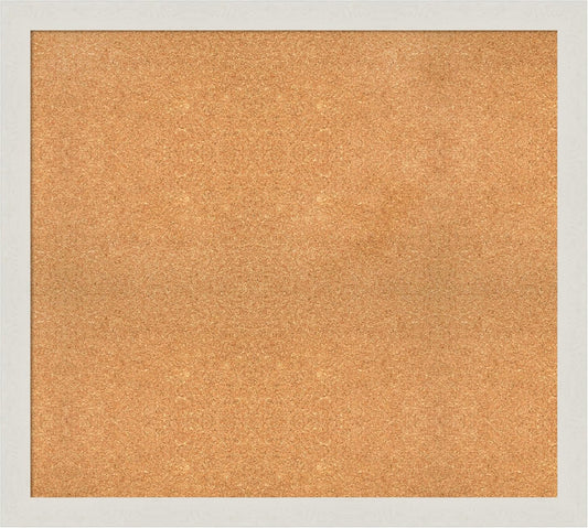 Amanti Art Natural Cork Board for Wall, 35x39 Vision Board with White Frame, X-Large Corkboard Office Decor for Home Organization, Country Rustic Corkboard Pinboard to Display Items for Home