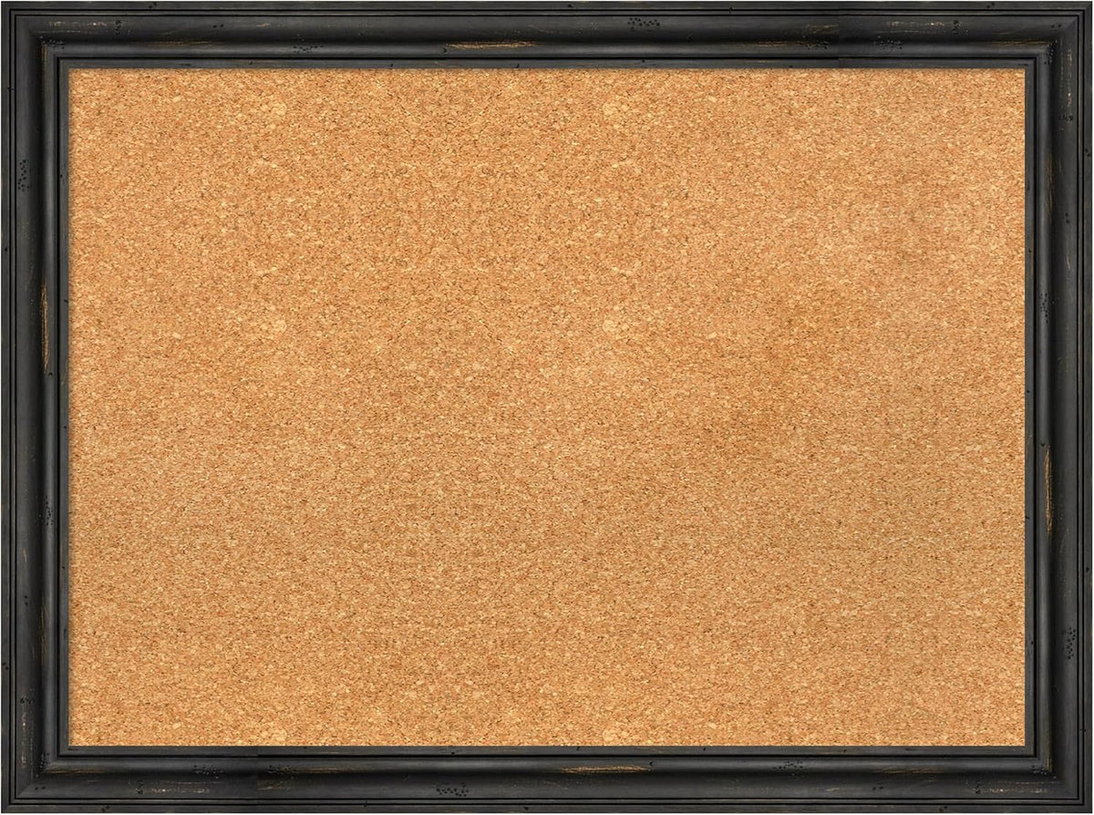 Amanti Art Natural Cork Board for Wall, 23x31 Vision Board with Black Wood Frame, Medium Corkboard Office Decor for Home Organization, Rustic Farmhouse Corkboard Pinboard to display items for home