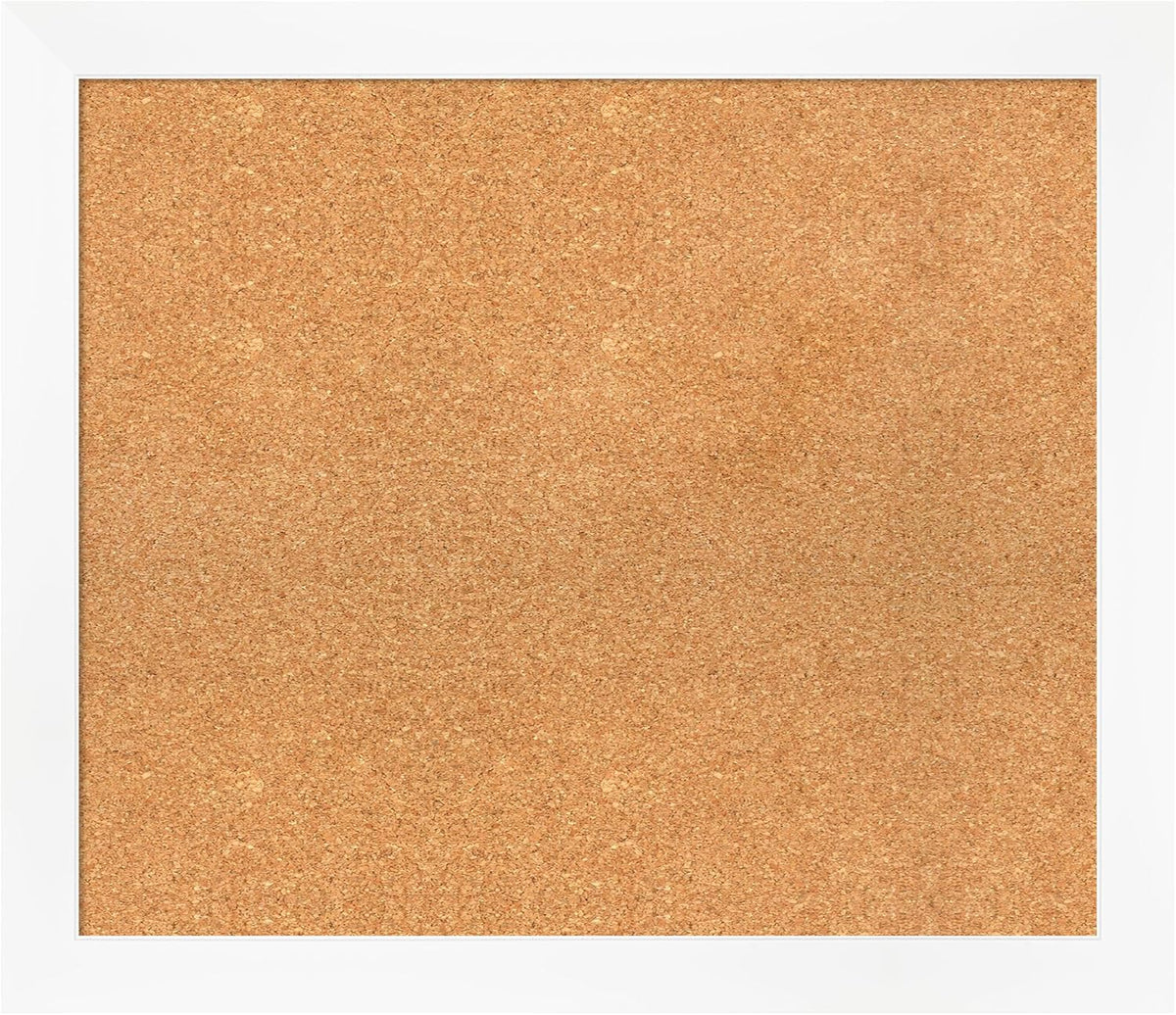 Amanti Art Natural Cork Board for Wall, 25x29 Vision Board with White Frame, Medium Corkboard Office Decor for Home Organization, Modern Corkboard Pinboard to Display Items for Home Organization in