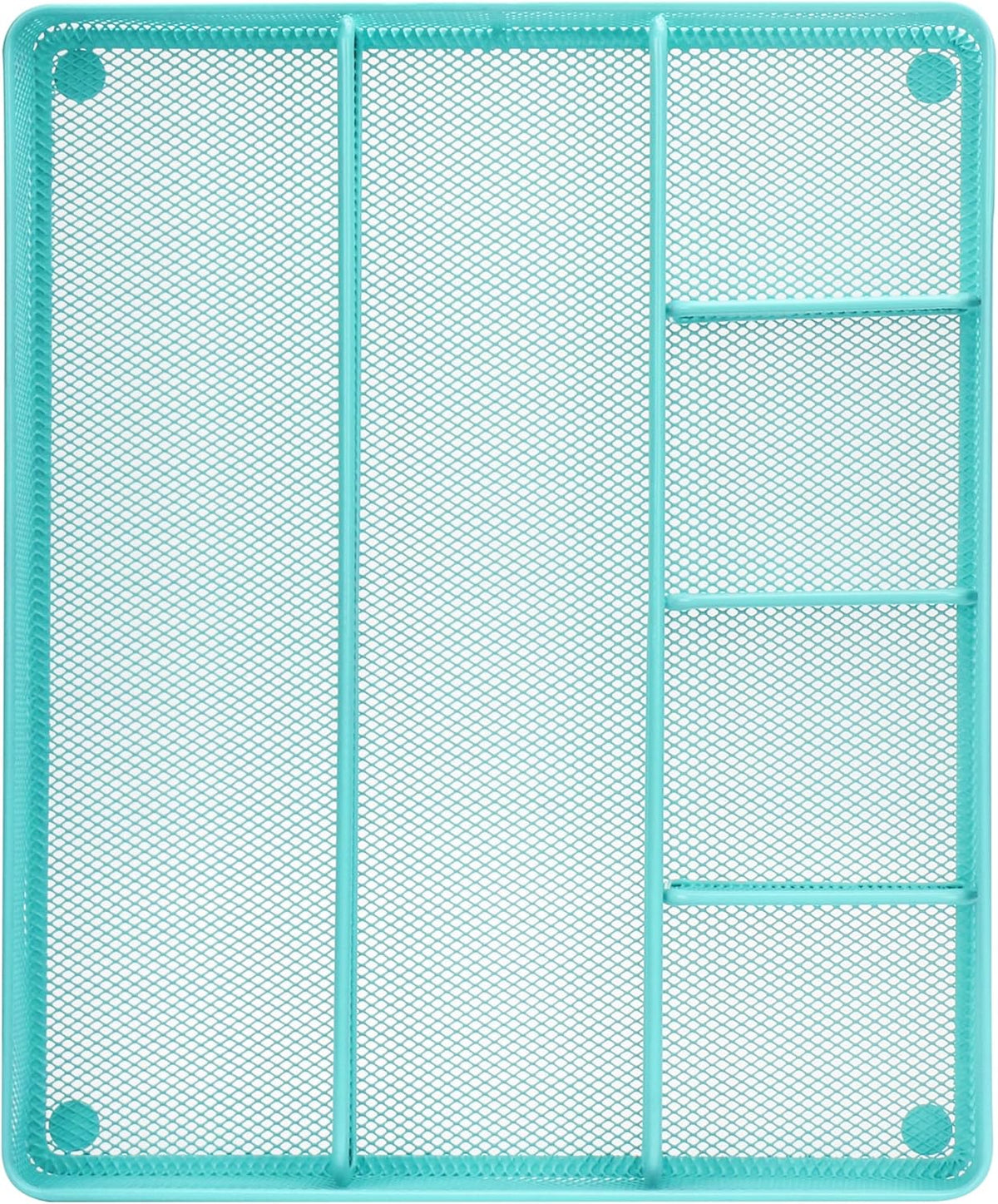Annova Desk Top Organizer Tray for Office Organization - Metal Mesh - Storage Tray with Dividers for Pens, Desktop Accessories, Bathroom, Kitchen, Makeup and Office Supplies (Large, Turquoise)