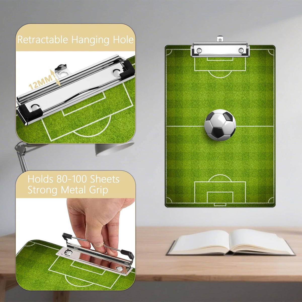 Soccer Coaching Plastic Clipboards,Decorative Plastic Acrylic Clipboard for Teacher Social Worker Students Office Supplies 8 * 12
