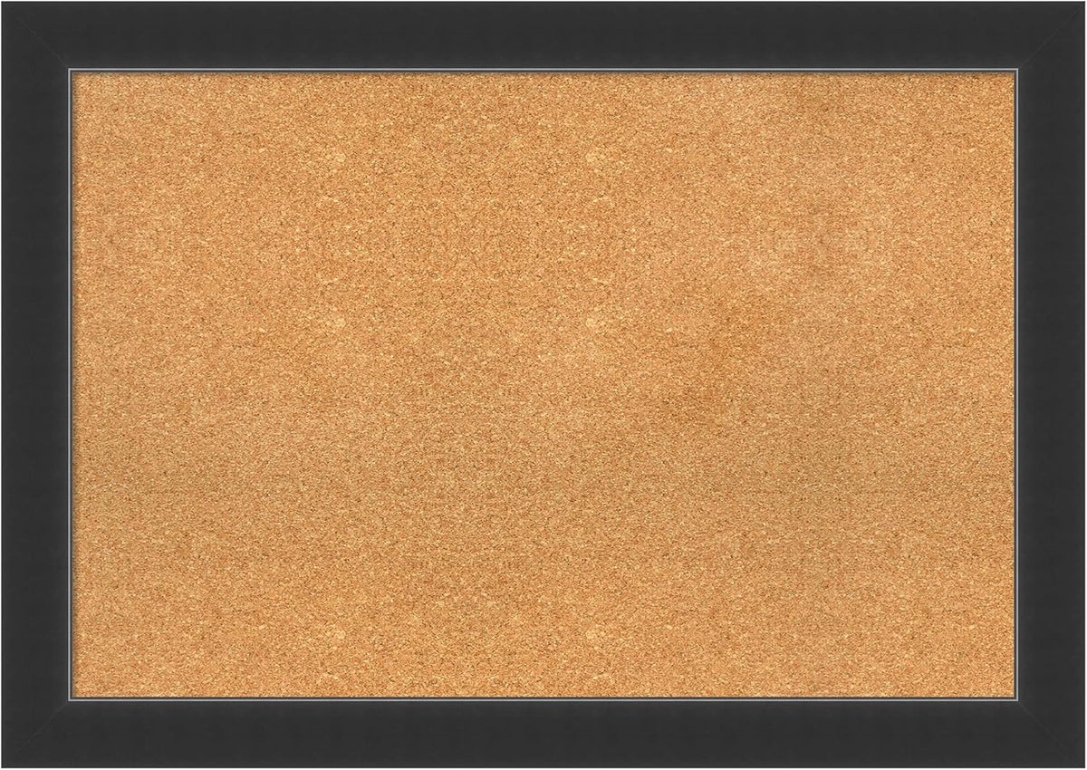 Amanti Art Natural Cork Board for Wall, 29x41 Vision Board with Black Wood Frame, Large Corkboard Office Decor for Home Organization, Modern Contemporary Corkboard Pinboard to display items for home