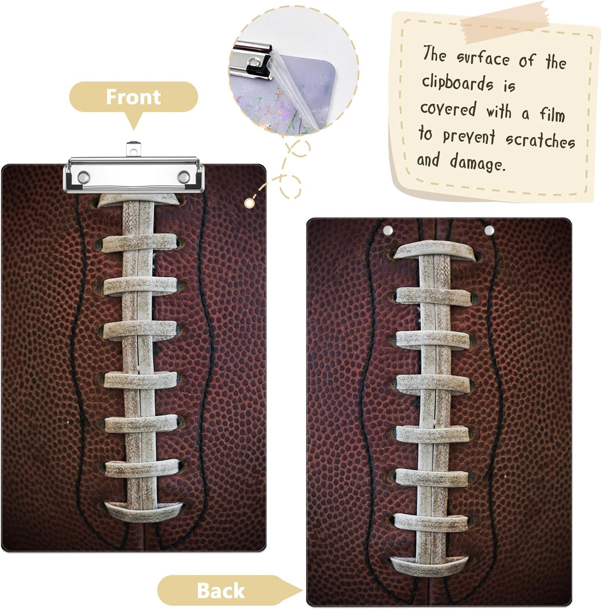 American Football Plastic Clipboards,Decorative Plastic Acrylic Clipboard for Teacher Social Worker Students Office Supplies 8 * 12