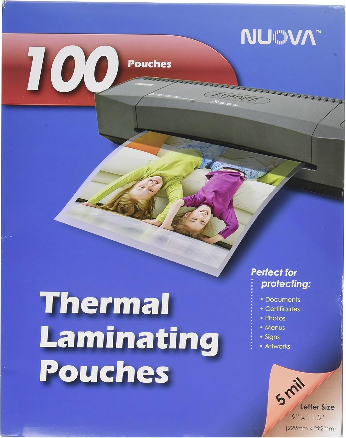Nuova 100-Pack, 5 Mil Thermal Laminating Pouches 9 x 11.5 Inches, Letter Size, LP105H