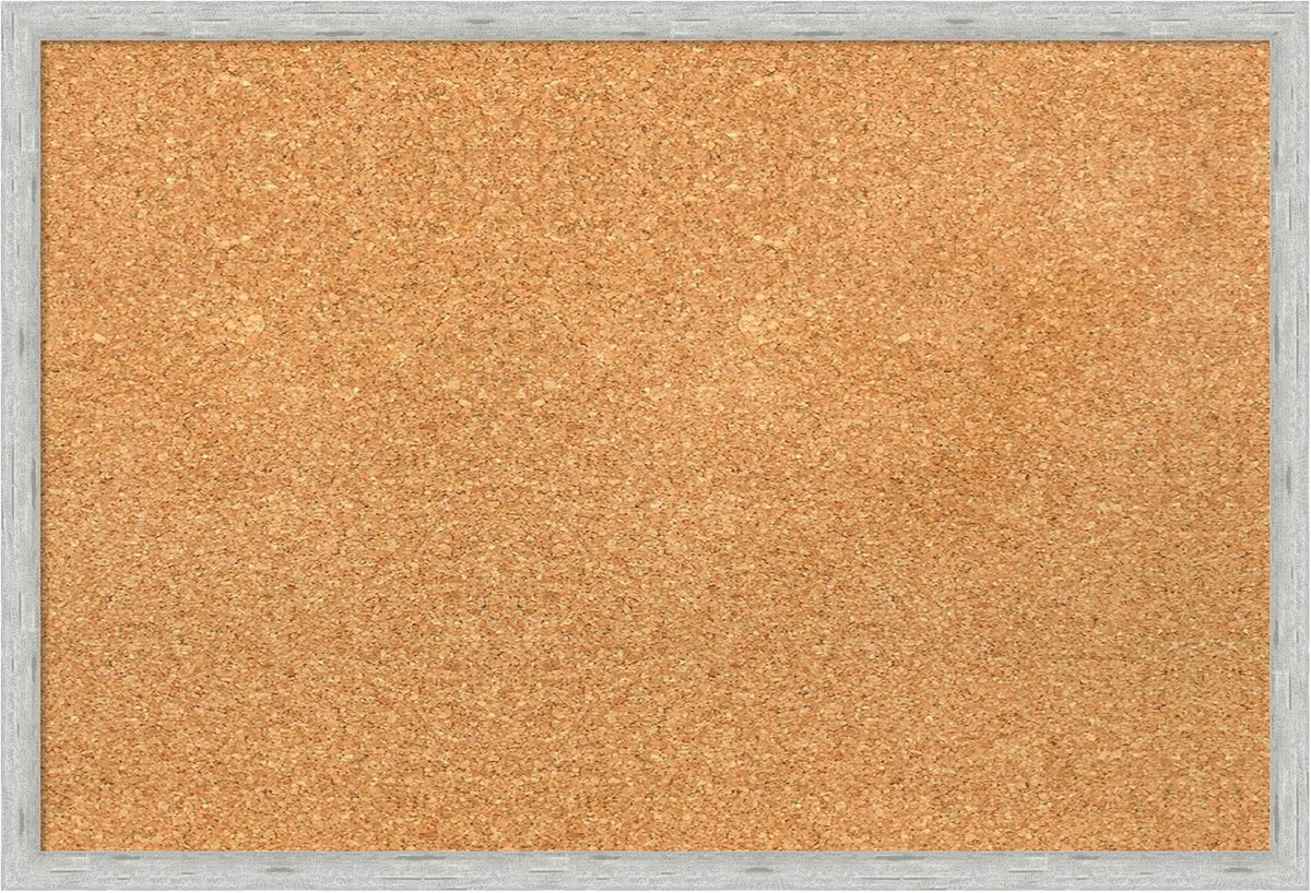 Amanti Art Natural Cork Board for Wall, 17x25 Vision Board with Silver Wood Frame, Medium Corkboard Office Decor for Home Organization, Modern Contemporary Corkboard Pinboard to display items for home