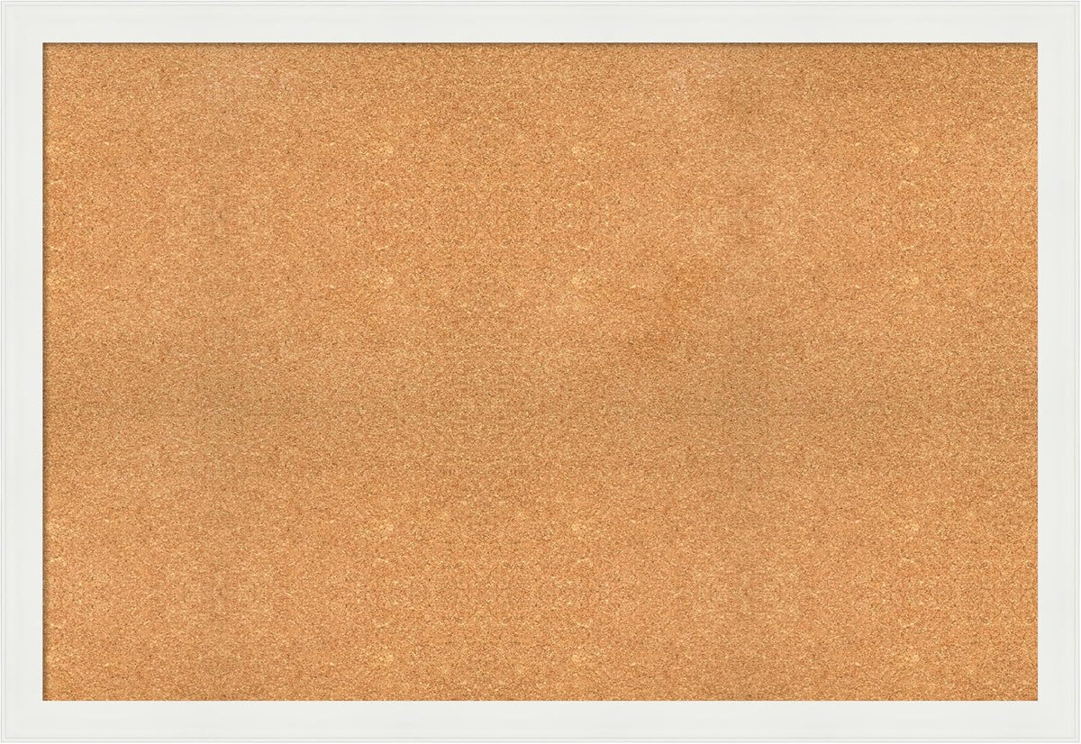 Amanti Art Natural Cork Board for Wall, 35x51 Vision Board with White Frame, Oversize Corkboard Office Decor for Home Organization, Casual Corkboard Pinboard to Display Items for Home Organization in